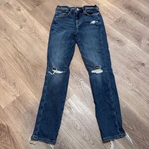 American Eagle Hi Rise Skinny Jeans Denim 4 Regular Distre
